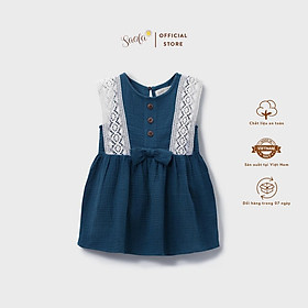 Đầm Váy Bé Gái Nơ Ren Mặc Hè Xinh Xắn - SAOLA KIDS - Xanh Sapphire