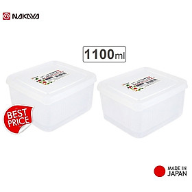 Bộ 02 chiếc hộp đựng thực phẩm 2 lớp Nakaya 1100ml hàng nội địa Nhật Bản (Made in Japan)