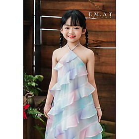 Đầm suông cổ yếm cho bé gái màu tơ loang cầu vồng size 8-30kg hàng thiết kế cao cấp
