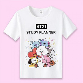 Hình ảnh Áo thun ngắn tay BT21 BTS Study Planner cotton in hình cute