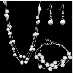 Bộ trang sức đính hạt - màu trắng