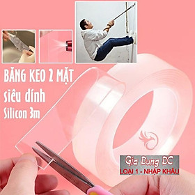 (Loại dày) Băng keo 2 mặt đa năng siêu dính chắc 2 bản 3m silicon trong suốt dán hai tường