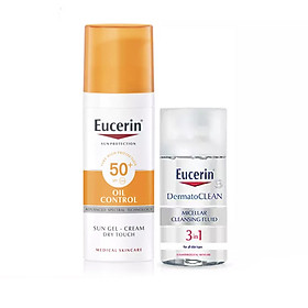 Kem chống nắng kiềm dầu Eucerin Oil Control tặng Tẩy trang DermatoCLEAN 3in1 125ml - KBM02