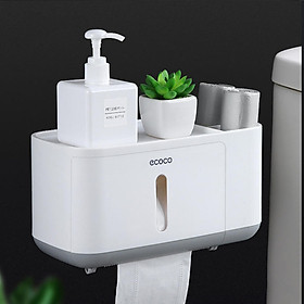 Hộp đựng giấy vệ sinh có hộc tiện dụng đựng bàn chải đánh răng Ecoco E1808