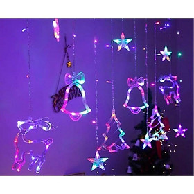 Bộ đèn rèm trang trí noel cây thông và chuông giáng sinh