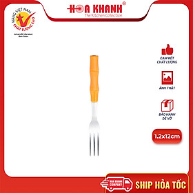 Nĩa trúc cán nhựa bộ 5 cái ăn trái cây tráng miệng Inox Anphacook - G12-NTR5