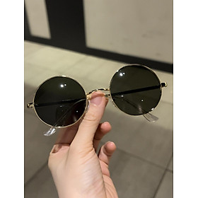 Kính râm Mắt tròn xoe thầy bói gọng kim loại vàng