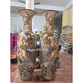 Mua Lộc bình men rạn đắp nổi công đào 1m6