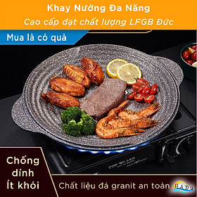 Chảo Nướng Bếp Từ Chống Dính Đá Hoa Cương Kiểu Hàn Quốc 34cm 38cm Cao Cấp Đạt Chất Lượng Đức SSGP