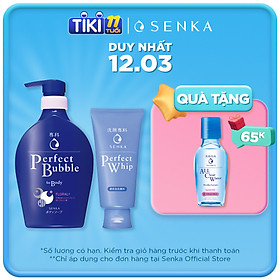 Bộ sữa tắm dưỡng ẩm Senka hương linh lan, hoa nhài và sữa rửa mặt tạo bọt