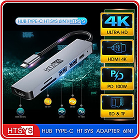 Mua Hub Chuyển Đổi USB Type C HT SYS 6 in 1 To HDMI  USB 3.0  SD  TF  PD 100W - Hàng Chính Hãng