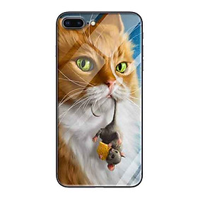Ốp lưng kính cường lực cho iPhone 7 Plus /8 Plus Nền Mèo Và Chuột - Hàng Chính Hãng