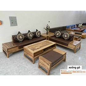 Bộ sofa gỗ hương xám size lớn 2 văng G91