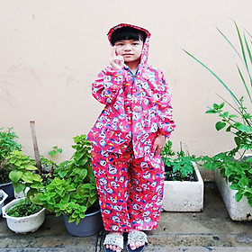 Áo mưa bộ vải dù cao cấp cho bé từ 3 -10 tuổi, chống thấm, che kín người an toàn cho bé, lựa chọn màu sắc phù hợp giới tính