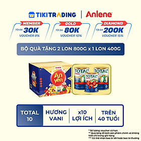 [Tặng 1 lon Anlene Total 10 400g] Bộ quà tặng combo 2 sữa bột bổ sung dinh dưỡng Anlene TOTAL 10 800g/lon