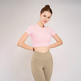 Áo Tập Yoga Gym Hibi Sports CR828 Kiểu Tay Ngắn Cổ Tròn Khoét Lưng, Kèm Mút Ngực