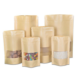 Túi Zip Giấy Food Saver 1 Túi zip giấy kraft Đáy Đứng Cửa Sổ đựng thực phẩm