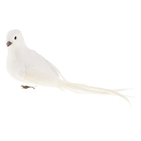 Artificial White Doves with Long Tail Simulation Ornaments Feathered Foam Fake Birds For Wedding Party Decor