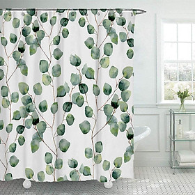 Bức rèm tắm dễ thương cho phòng tắm vải, hiện đại, đơn giản, rèm tắm không thấm nước, hoa văn thực vật màu xanh lá cây, 180200cm