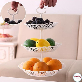 Mua Đĩa Nhựa 3 tầng đựng Bánh Kẹo  hoa quả ... phong cách Châu Âu 00716