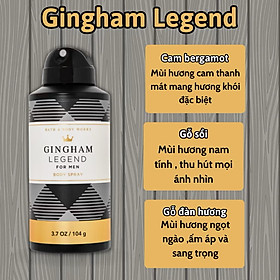 Body Mist Bath And Body Works Nam Chính Hãng, Xịt Thơm Body Toàn Thân Bath And Body Works Hương Nước Hoa 104g