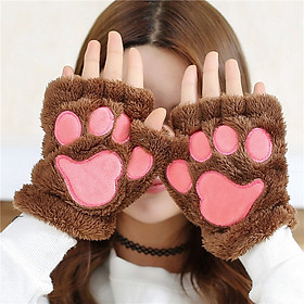Hình ảnh Găng tay len bao tay xỏ ngón lông thỏ giữ ấm cho nữ thời trang Hàn Quốc dona24010501