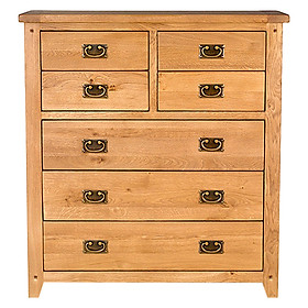 Tủ 7 ngăn kéo đứng Rustic gỗ sồi