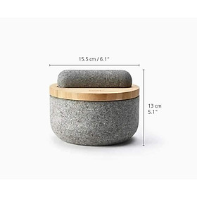 Bộ chày cối Joseph Joseph 20176 Dash Pestle & Mortar with Bamboo Lid - Granite (kèm nắp tre) Hàng chính hãng