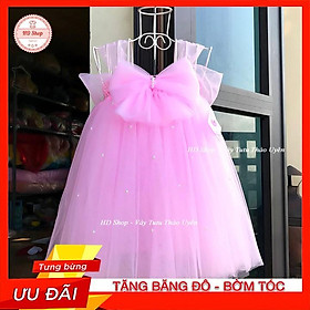 Đầm Bé Gái Đầm công chúa cho bé 1 tháng đền 8 tuổi hồng phấn nơ đính đá