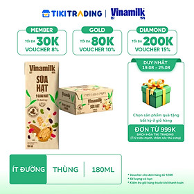 [19-25.08 QT đơn từ 999k] Thùng 24 hộp Sữa hạt 9 loại hạt Vinamilk ít đường - hộp 180ml