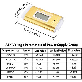 Bộ Test Nguồn Máy Tính ATX Chân Cắm 20 + 24 Pin Màn Hình Hiển Thị LCD Có Cảnh Báo Bằng Âm Thanh