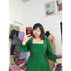 Đầm Bigsize cổ vuông tay dài