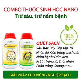 VƯỜN SINH THÁI - Combo Thuốc Trừ Sâu Sinh Học và Trị Nấm Bệnh hại cây trồng NEEM NANO - Khỏi lo sâu, nhện đỏ, rệp sáp, bọ trĩ, rỉ sắt, thán thư, phấn trắng, đốm đen - 100% từ Thiên Nhiên - Không cần cách ly