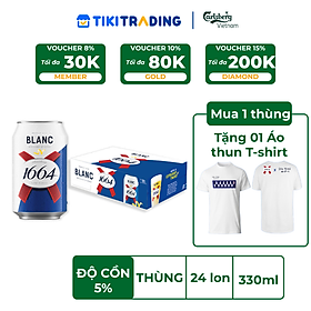 Thùng 24 lon Bia Pháp Kronenbourg 1664 Blanc (330ml/lon) - Độ cồn 5%