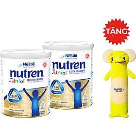 Combo 2 lon sản phẩm dinh dưỡng y học Nutren Junior cho trẻ từ 1-12 tuổi 850g tăng trưởng 3 chuẩn: Thế chất, Đề kháng, Tư duy - Tặng gối ôm con voi