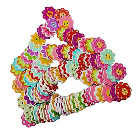 100pcs Colorful 8-petal Flower Shape Wooden Buttons for Sewing Crafts 20mm
