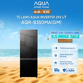 Freeship toàn quốc - Tủ lạnh ngăn đông dưới Aqua Inverter 292 lít AQR-B350MA(GM) - Bảo hành 2 năm - Hàng chính hãng