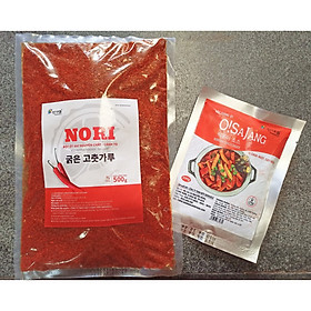 Set 500g Ớt Bột Hàn Quốc kèm 200g sốt tương ớt Osajang làm kim chi, mì cay,...