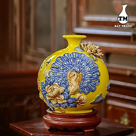 Mua Bình Hút Lộc Công Đào Vinh Hoa Phú Quý Xưởng Gốm TM Bát Tràng + Tặng kèm đế kê gỗ hương