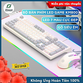 Bộ Bàn Phím Chuột Máy Tính KM800 Led 7 Màu Cực Đẹp Gõ Êm Chống Nước Chơi Game, Văn Phòng-Hàng Chính Hãng