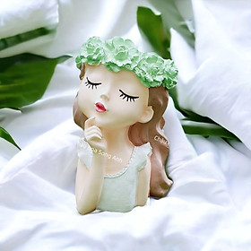 Mua Bình hoa cô gái  chậu hoa cô gái cắm hoa babi khô  tulip  hoa sáp decor  lọ hoa trang trí decor để bàn  trồng sen đá