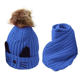 Lovely Pompom Infant Toddler Winter Hat Scarf Set for Baby Girl