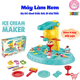 Bộ Đồ Chơi Đất Sét 21 Chi Tiết Chủ Đề Máy Làm Kem - Ice Cream Maker Color Dough Set Bowa 8739