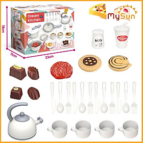 Bộ đồ chơi nấu ăn nhà bếp mini của trẻ em bằng nhựa cho bé gái chơi đồ hàng.