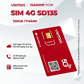 Hình ảnh Sim 4G Viettel SD70 - SD90 - SD120 - SD135 Data 5GB/Ngày - 150GB/Tháng Tốc Độ Cao - MAX Băng Thông Chỉ Từ 70k/Tháng Dùng Toàn Quốc. Được Bán Tại SimTheVN - HÀNG CHÍNH HÃNG