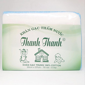 10  Khăn gạc Thanh Thanh Trung  Đặc Biệt 5 lớp 30x37cm 100% Cotton