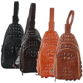 Túi đeo trước nam da cá sấu Huy Hoàng màu đen, nâu đất, vàng bò, nâu đỏ HT6285-86-87-88