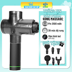 Máy Massage Cầm Tay- Massage toàn thân - 6 đầu massage- 30 mức độ rung, pin sử dụng 2h -Hỗ Trợ Mát Xa Chuyên Sâu, Giảm Đau Cơ, Cứng Khớp