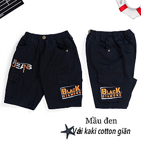 Quần Kaki bé trai size đại 8-16 tuổi túi hộp in chữ JEANS, Quần ngố cho bé vải mềm kiểu dáng khỏe khắn thời trang