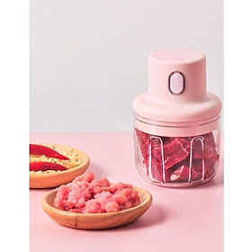 Mua Máy Xay Mini Sạc Điện  Xay Thịt Ớt Hành Tỏi Rau Củ Quả Cầm Tay Siêu Tiện Lợi ( Hồng ) - Máy Xay Thực Phẩm
